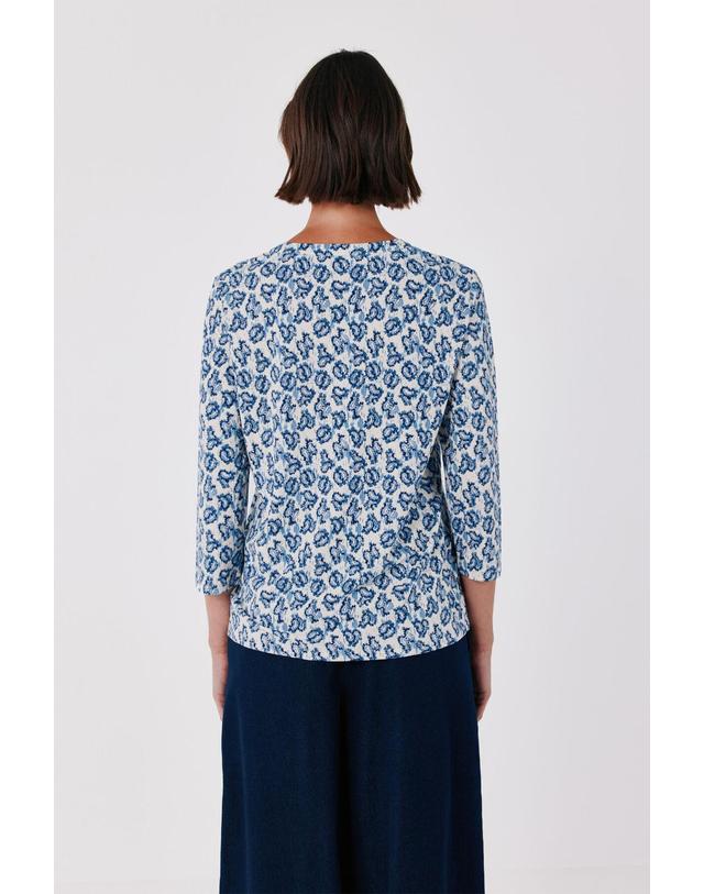 꼬르떼피엘 꼬르떼피엘 프린트 마오넥 7부 소매 블라우스 6324481 ESTAMPADO BLANCO 멀티컬러 착용컷