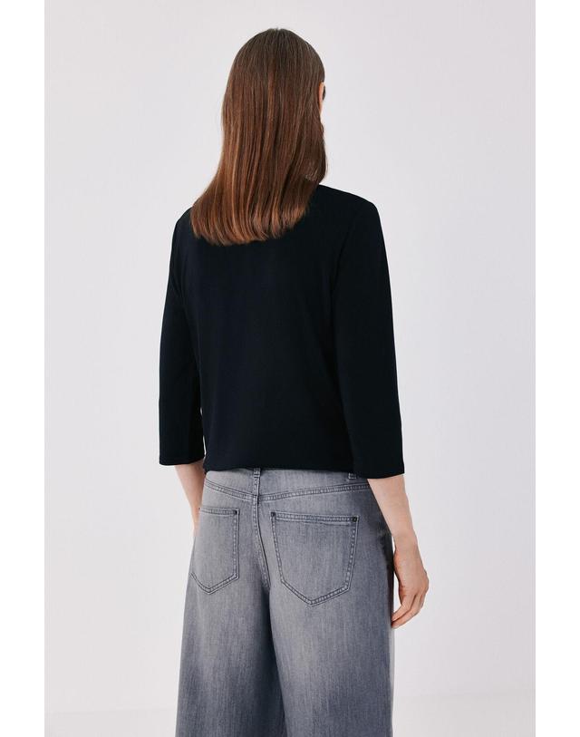 꼬르떼피엘 꼬르떼피엘 마오넥 베이직 7부 소매 티셔츠 6324481 NEGRO 블랙 착용컷