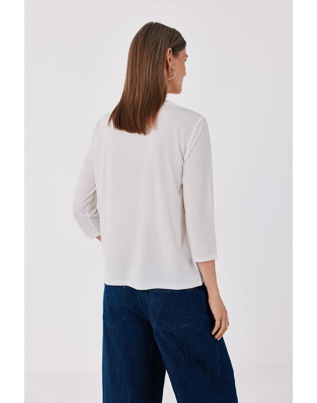꼬르떼피엘 꼬르떼피엘 마오넥 베이직 7부 소매 블라우스 6324481 BLANCO 화이트 착용컷