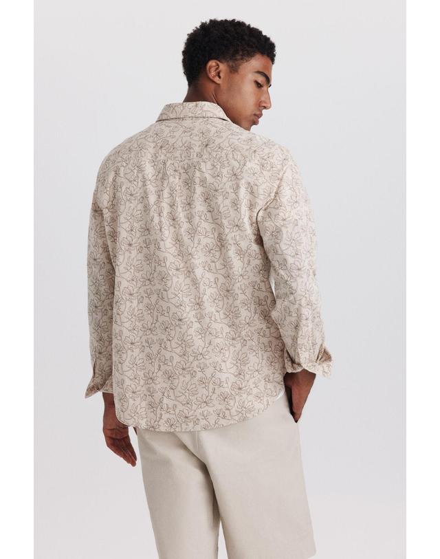 꼬르떼피엘 스프링필드 프린트 코튼 린넨 긴팔 셔츠 0274077 BEIGE 베이지 착용컷