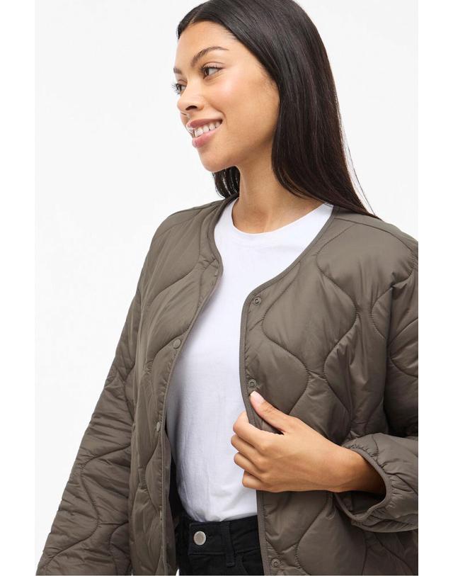 꼬르떼피엘 빌라 퀼팅 라운드넥 초경량 패딩 자켓 7930221 BEIGE 베이지 착용컷