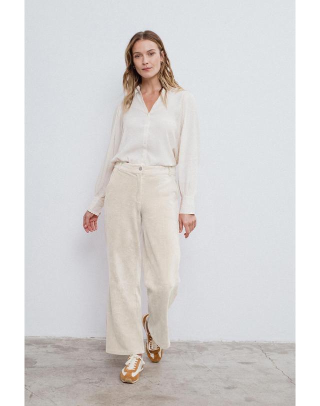 꼬르떼피엘 빌라 코듀로이 와이드 스트레이트 팬츠 6398272 BEIGE 아이보리 착용컷
