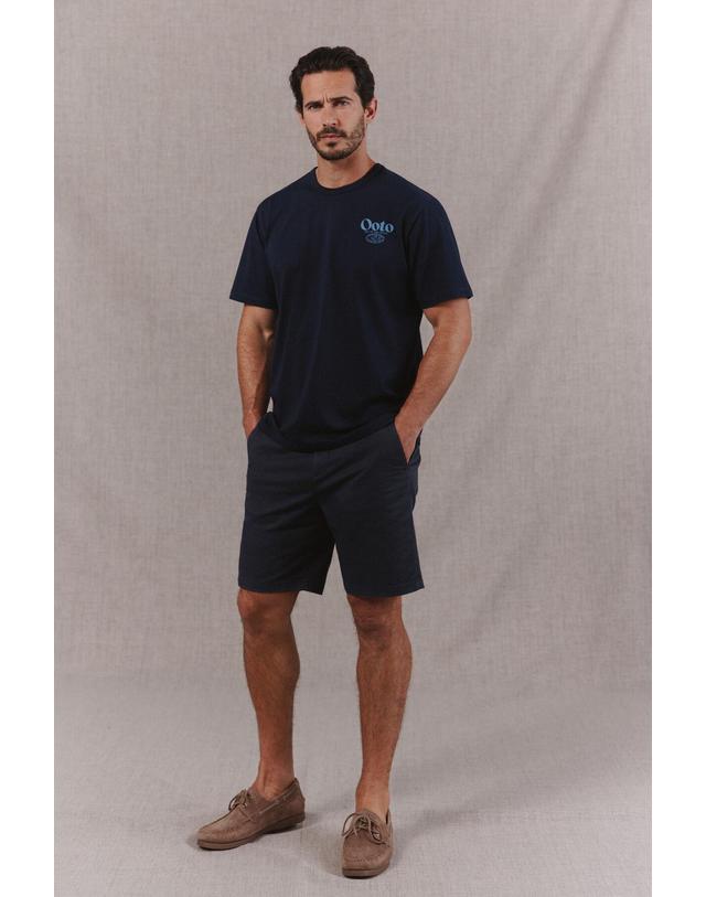 꼬르떼피엘 오오티오 워시드 로고 라운드넥 반팔 티셔츠 1294000 AZUL MARINO 네이비 착용컷