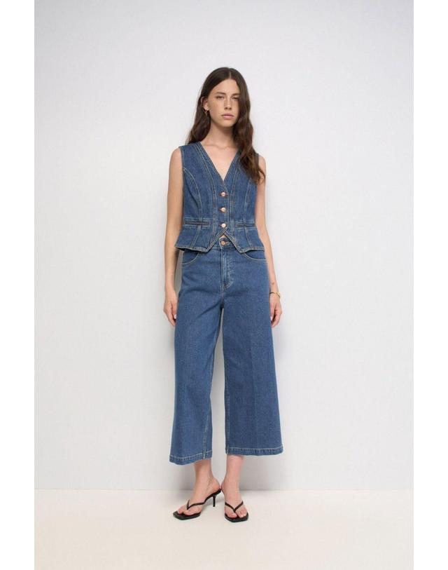 꼬르떼피엘 살사진스 하이라이즈 큐롯 크롭 청바지 5944210 AZUL 블루 착용컷