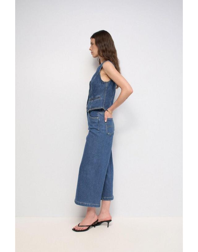 꼬르떼피엘 살사진스 하이라이즈 큐롯 크롭 청바지 5944210 AZUL 블루 착용컷