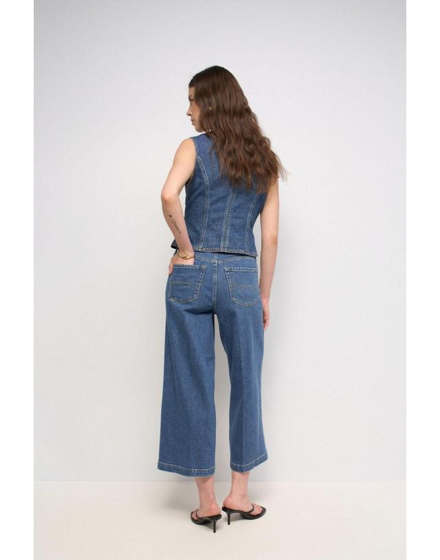 꼬르떼피엘 살사진스 하이라이즈 큐롯 크롭 청바지 5944210 AZUL 블루 착용컷