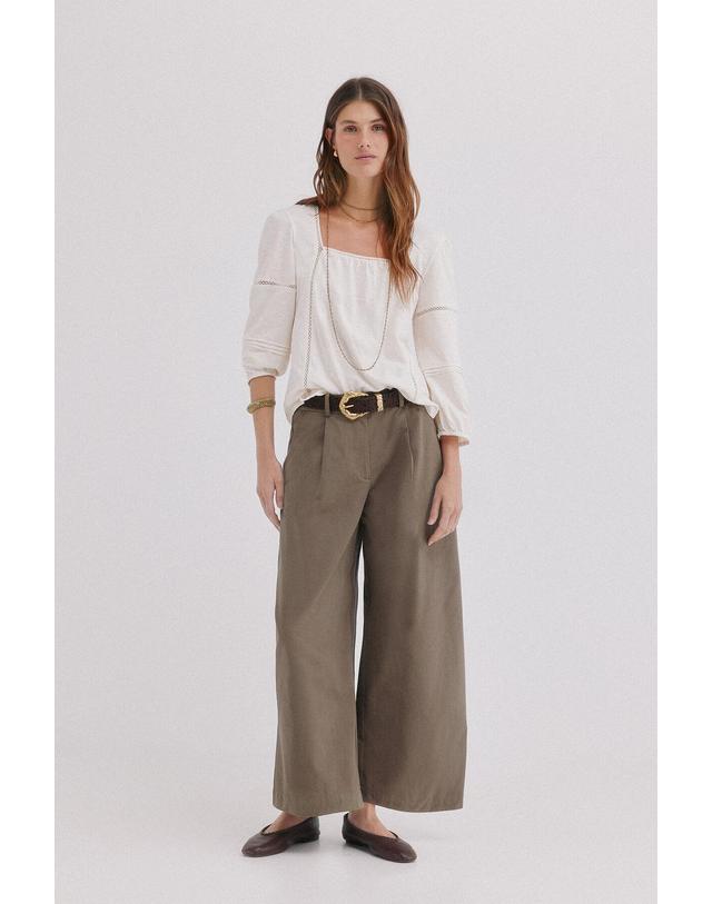 꼬르떼피엘 호스 인트로피아 로맨틱 스퀘어넥 7부 블라우스 9104334 BEIGE 아이보리 착용컷