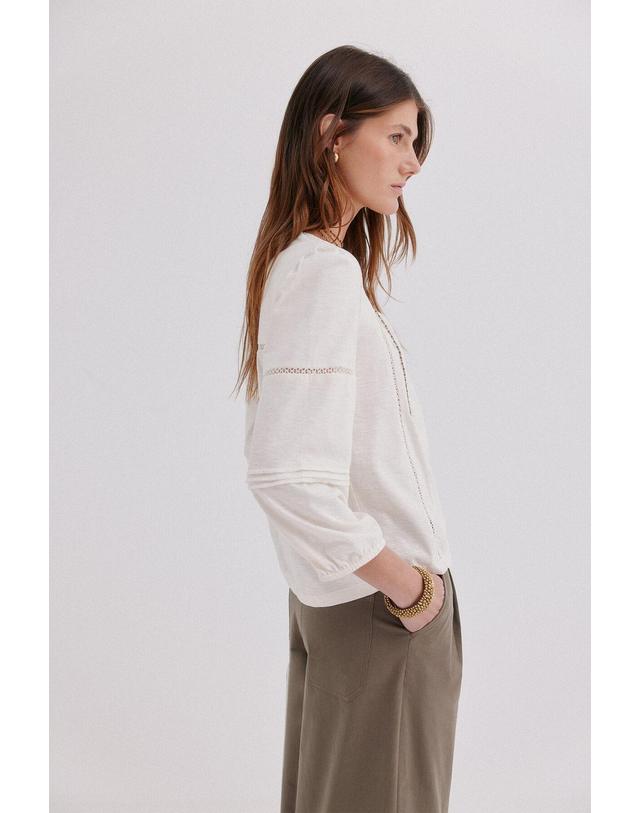 꼬르떼피엘 호스 인트로피아 로맨틱 스퀘어넥 7부 블라우스 9104334 BEIGE 아이보리 착용컷