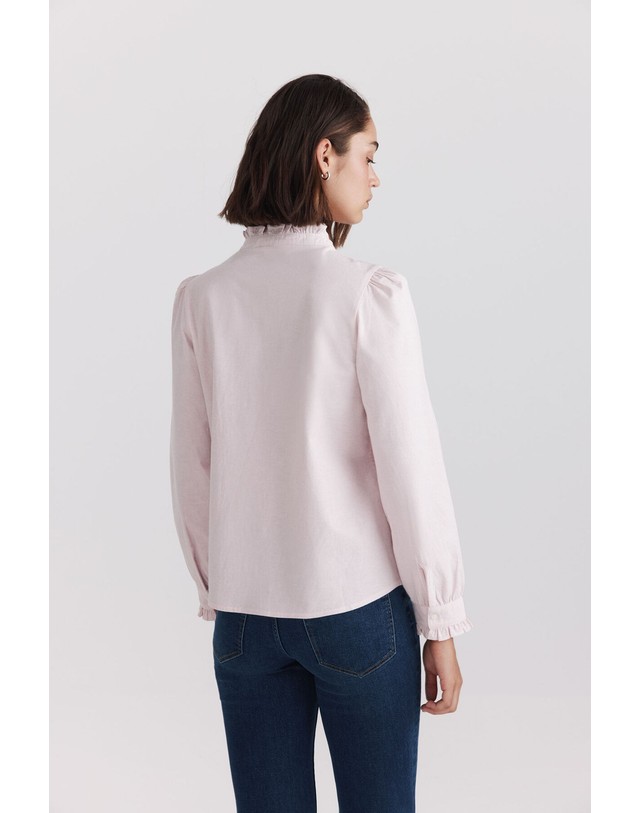 꼬르떼피엘 스프링필드 러플 마오 칼라 셔츠 블라우스 6794274 ROSA 핑크 착용컷
