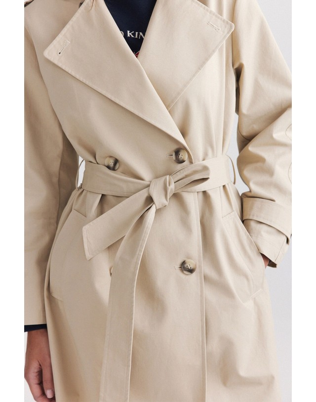 꼬르떼피엘 스프링필드 더블 버튼 벨트 트렌치 코트 8234667 BEIGE 베이지 착용컷