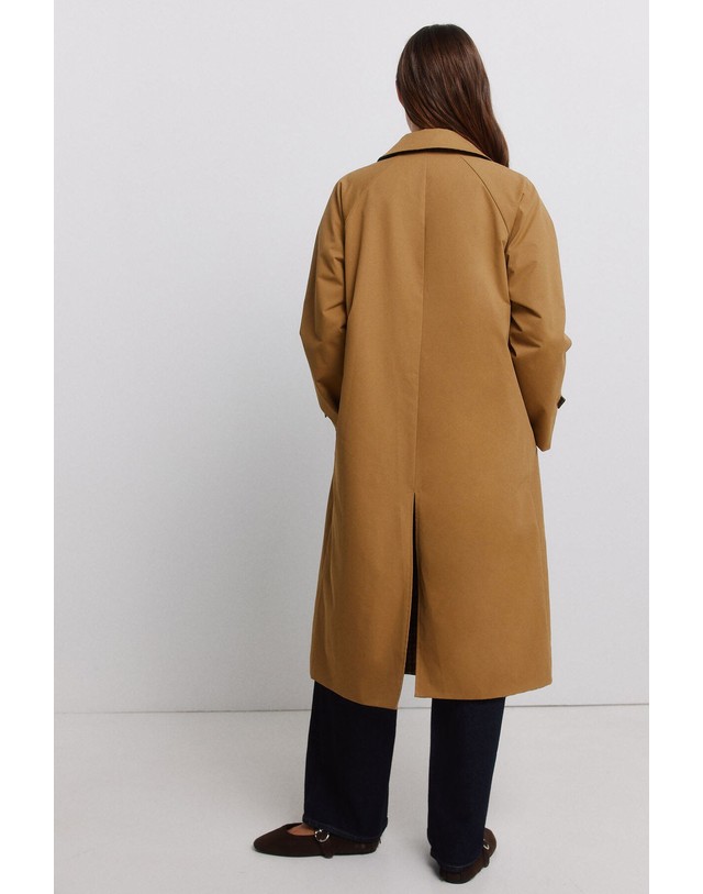 꼬르떼피엘 빌라 체크 리버서블 롱 트렌치 코트 6434394 CAMEL 카멜 착용컷