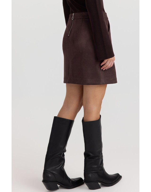 꼬르떼피엘 베로모다 스웨이드 이펙트 미니 스커트 9908757 MARRON OSCURO 초콜릿 착용컷