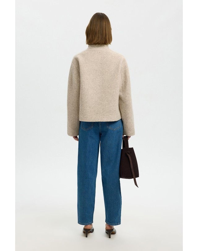 꼬르떼피엘 셀렉티드 울 혼방 하이넥 집업 봄버 자켓 6434381 BEIGE 베이지 착용컷