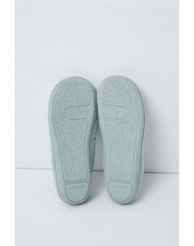 꼬르떼피엘 우먼시크릿 퀼팅 코듀로이 홈 슬리퍼 4994443 VERDE 밝은연두 착용컷