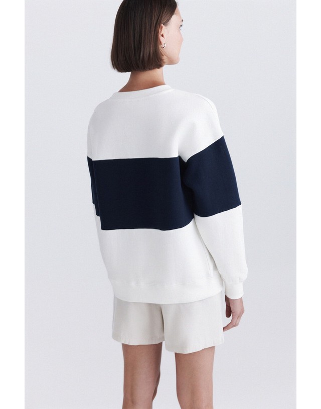 꼬르떼피엘 스프링필드 컬러블록 그래픽 라운드넥 맨투맨 1084266 BLANCO 멀티컬러 착용컷