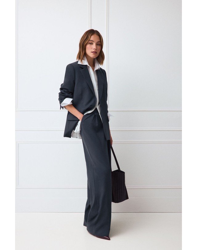 꼬르떼피엘 티에프피 울 와이드 정장 팬츠 0834436 AZUL 네이비 착용컷