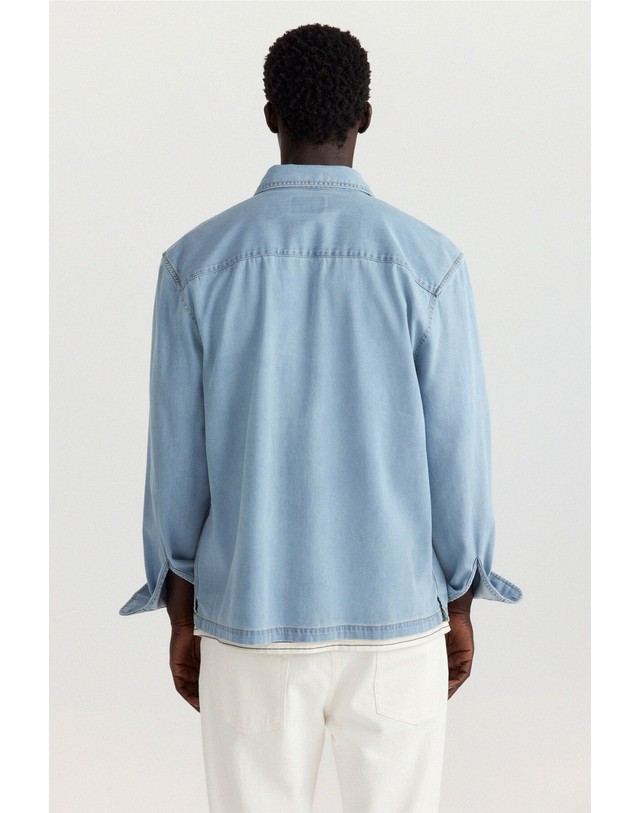 꼬르떼피엘 스프링필드 오버핏 긴팔 데님 셔츠 0294364 AZUL 블루 착용컷