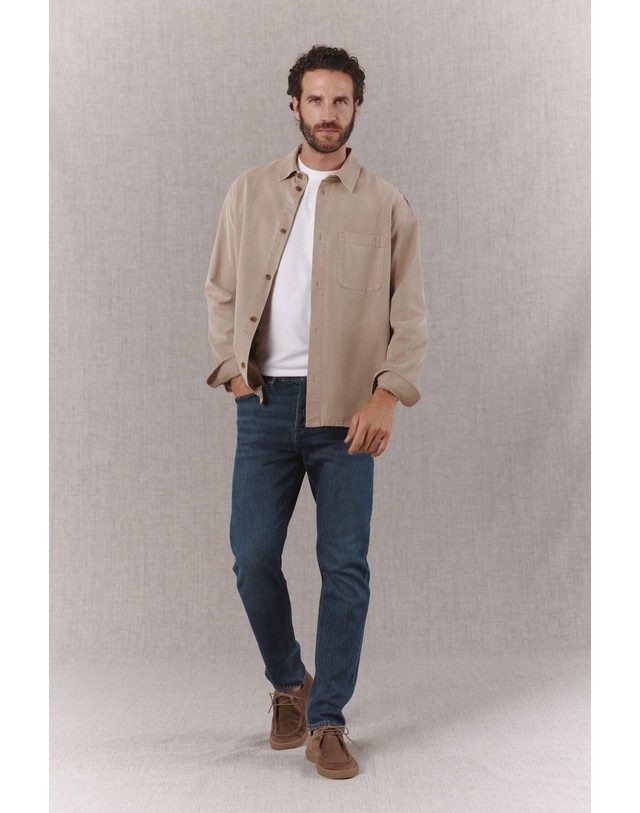 꼬르떼피엘 오오티오 테이셀 코튼 오버셔츠 0754013 ESTAMPADO BEIGE 베이지 착용컷