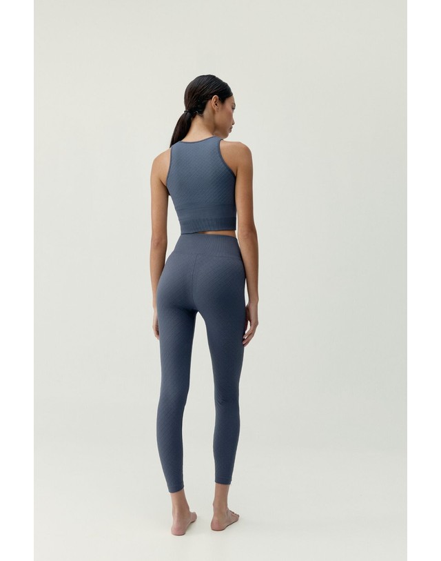 꼬르떼피엘 본리빙요가 다이아몬드 패턴 심리스 크롭 탑 8184716 AZUL 블루 착용컷