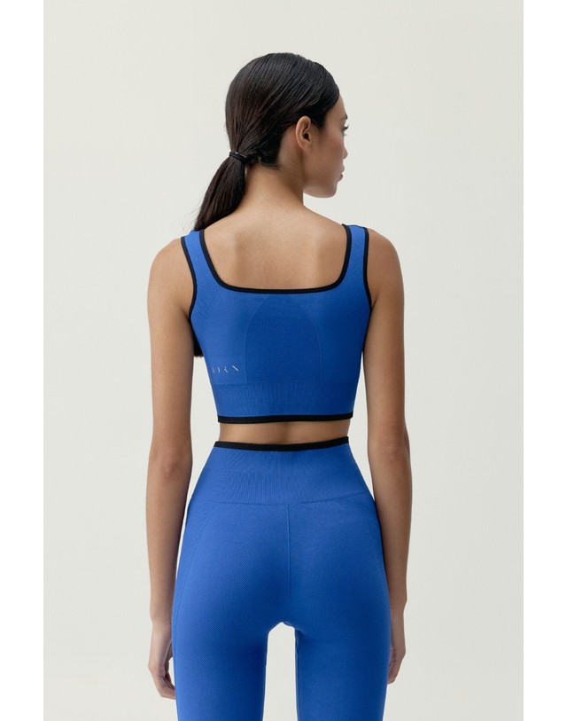 꼬르떼피엘 본리빙요가 배색 파이핑 스포츠 브라 탑 8184720 AZUL 블루 착용컷
