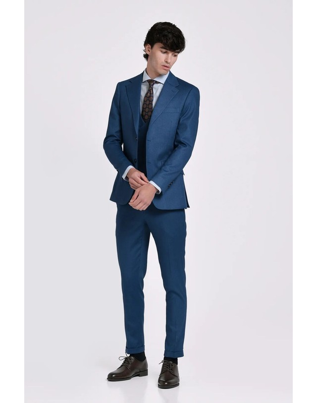 꼬르떼피엘 제이비지 텍스처 슬림핏 정장 팬츠 7611943 AZUL 블루 착용컷