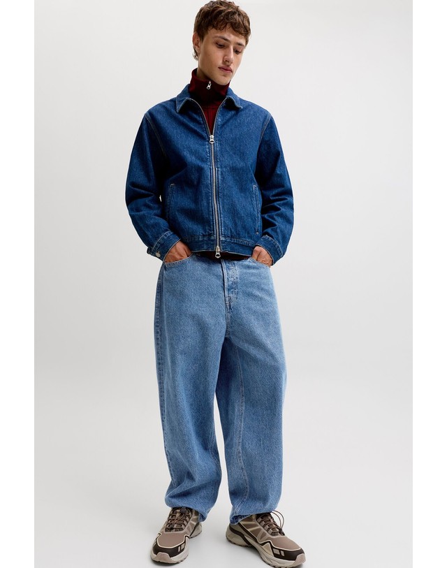 꼬르떼피엘 잭앤존스 루즈핏 배럴 5포켓 청바지 1854323 AZUL 블루 착용컷