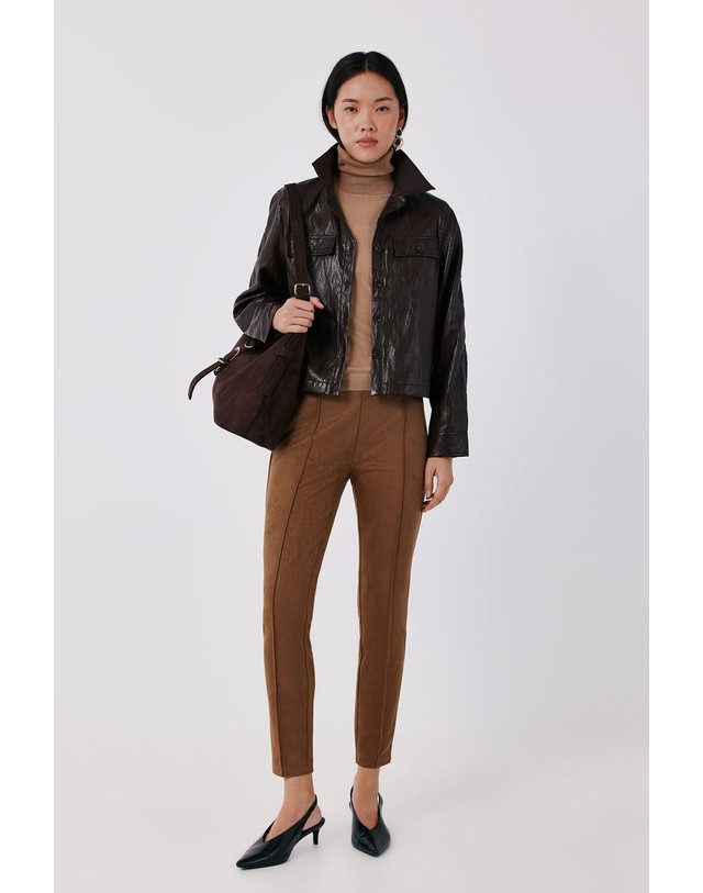 꼬르떼피엘 꼬르떼피엘 스웨이드 이펙트 레깅스 팬츠 6094591 BEIGE 브라운 착용컷