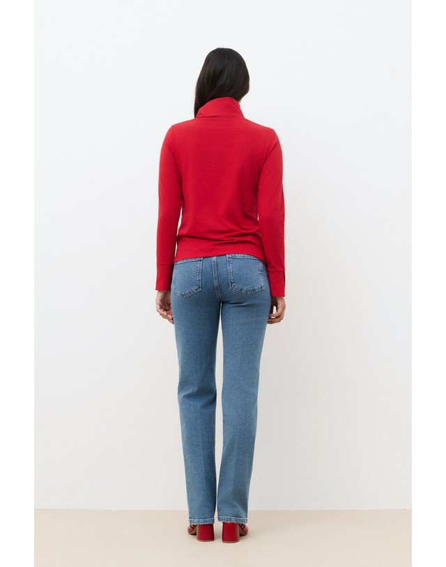 꼬르떼피엘 카롤 하이넥 버튼 커프스 긴팔 티셔츠 3764464 ROJO 레드 착용컷