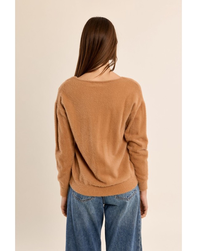 꼬르떼피엘 몰리브라켄 브이넥 레귤러핏 니트 스웨터 3764441 BEIGE 베이지 착용컷