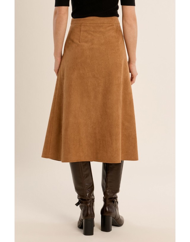 꼬르떼피엘 몰리브라켄 버튼 포켓 미디 스커트 5724615 BEIGE 베이지 착용컷