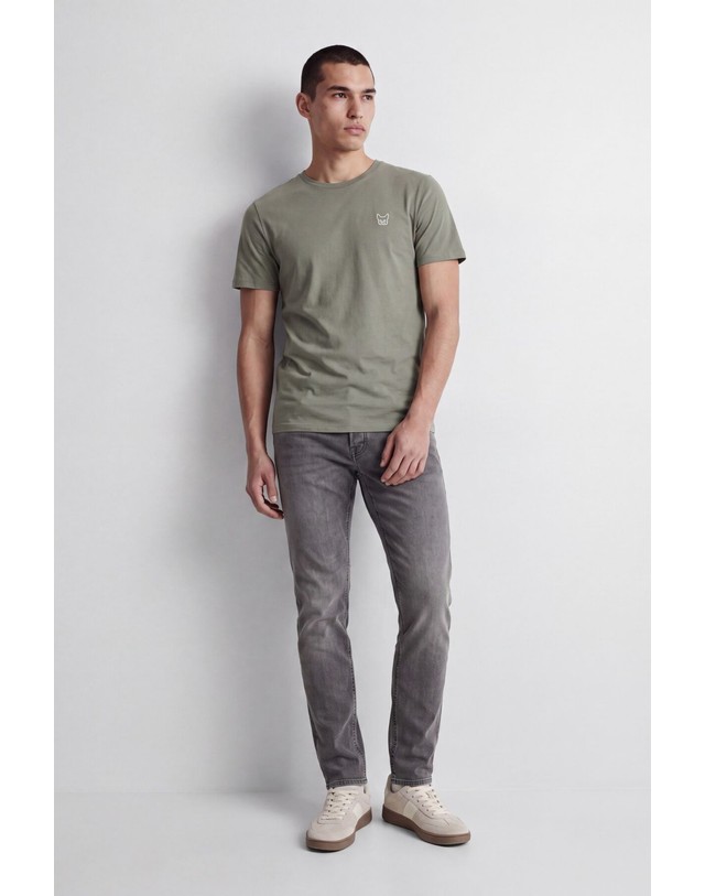 꼬르떼피엘 잭앤존스 슬림핏 라운드넥 반팔 티셔츠 6801427 VERDE 카키 착용컷