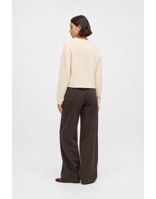 꼬르떼피엘 오브젝트 자수 라운드넥 버튼 가디건 3764467 BEIGE 아이보리 착용컷