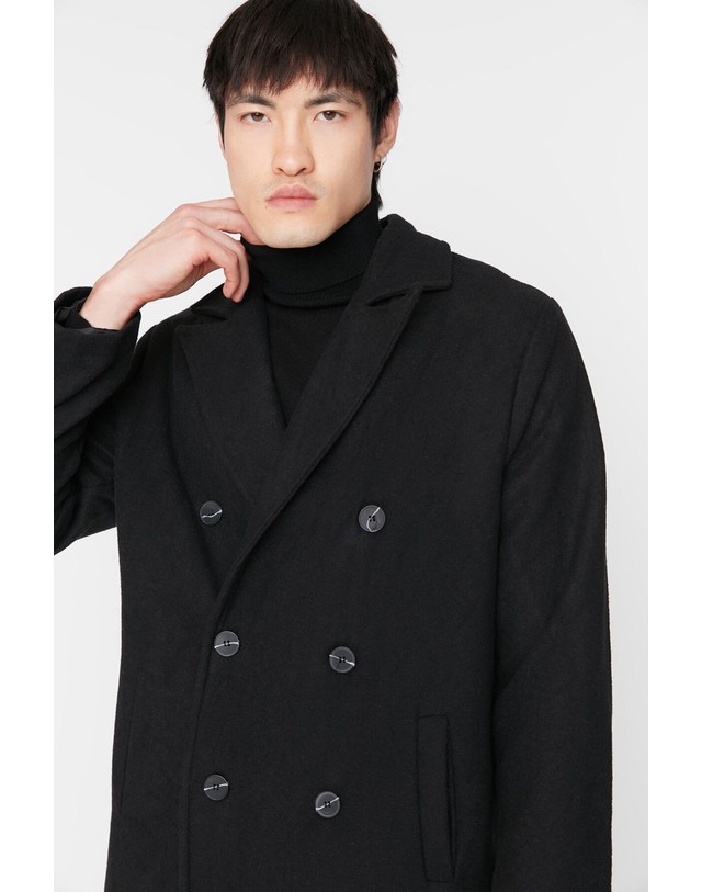 꼬르떼피엘 트렌디올 울 혼방 더블버튼 롱 코트 7150828 NEGRO 블랙 착용컷