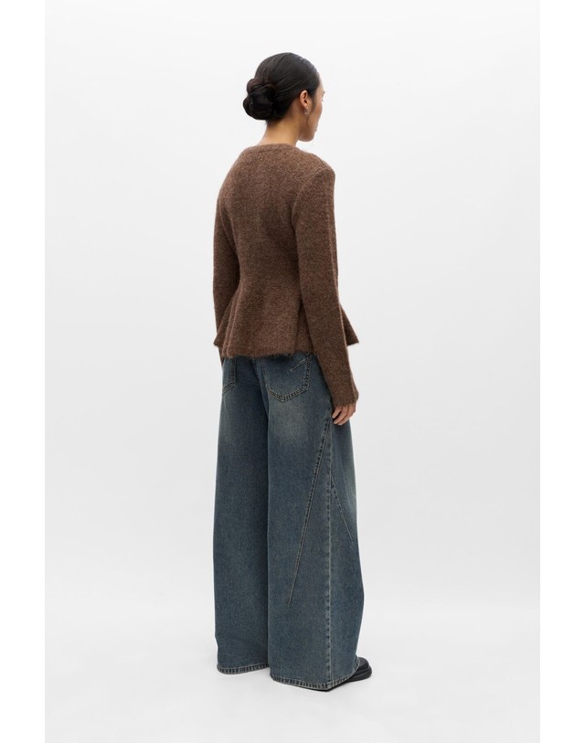 꼬르떼피엘 오브젝트 페플럼 울 혼방 가디건 3764466 MARRON OSCURO 초콜릿 착용컷
