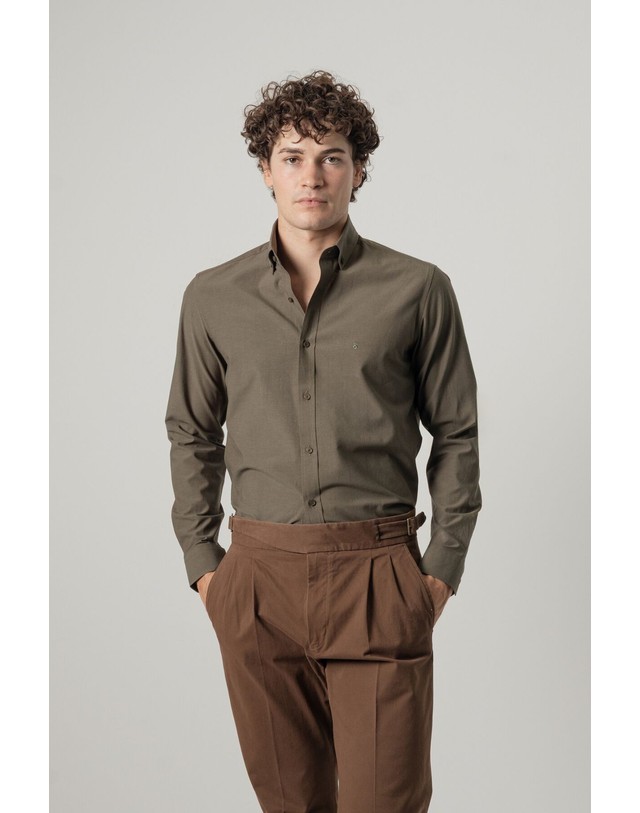 꼬르떼피엘 푸로에고 라이오셀 혼방 긴팔 셔츠 8304156 VERDE OSCURO 그린 착용컷