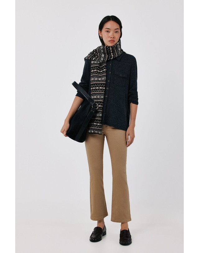 꼬르떼피엘 꼬르떼피엘 하이라이즈 부츠컷 크롭 팬츠 8824021 BEIGE 베이지 착용컷