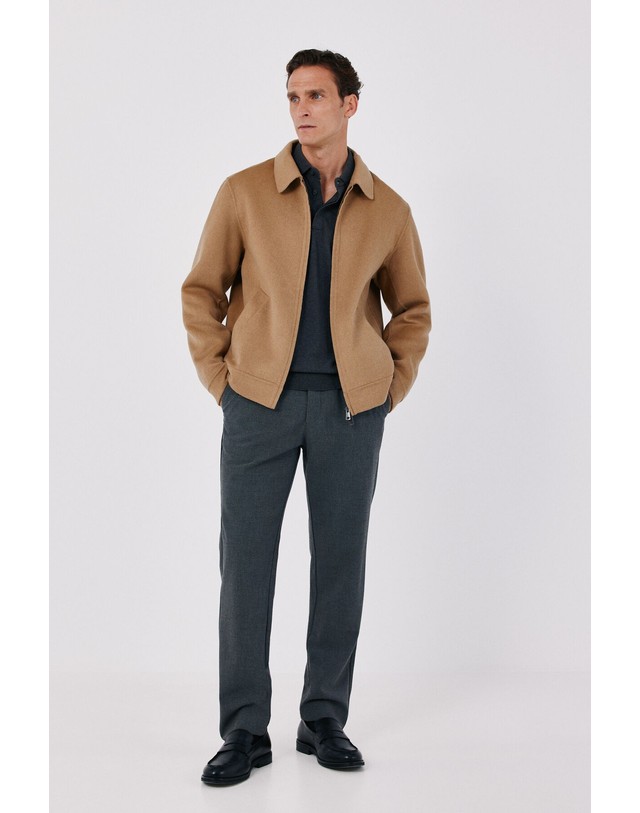 꼬르떼피엘 꼬르떼피엘 울 혼방 집업 블루종 재킷 4394412 CAMEL 카멜 착용컷