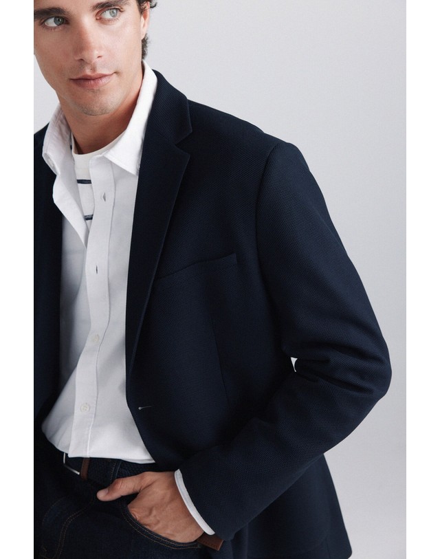 꼬르떼피엘 스프링필드 레귤러핏 더블 버튼 블레이저 4904073 AZUL 네이비 착용컷