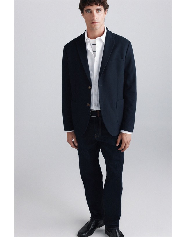 꼬르떼피엘 스프링필드 레귤러핏 더블 버튼 블레이저 4904073 AZUL 네이비 착용컷