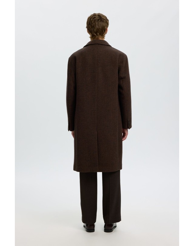 꼬르떼피엘 셀렉티드 울 혼방 싱글 롱 코트 8054039 MARRON OSCURO 초콜릿 착용컷