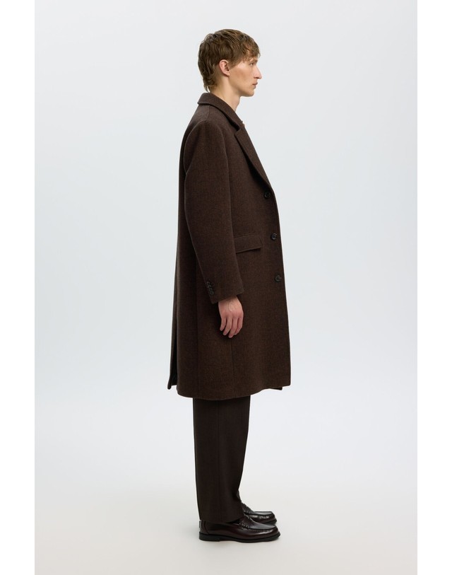 꼬르떼피엘 셀렉티드 울 혼방 싱글 롱 코트 8054039 MARRON OSCURO 초콜릿 착용컷