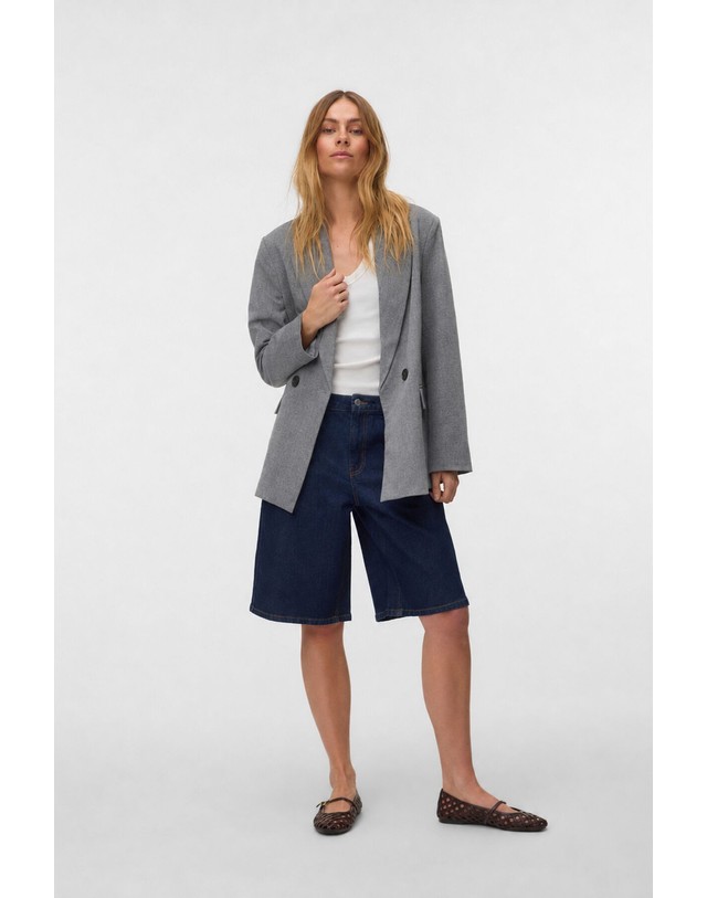 꼬르떼피엘 베로모다 오버핏 더블버튼 테일러드 재킷 7930252 GRIS 그레이 착용컷