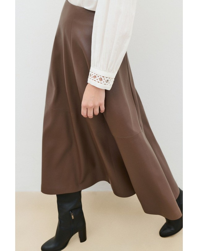 꼬르떼피엘 카롤 플루이드 A라인 롱 스커트 5724630 MARRON 브라운 착용컷