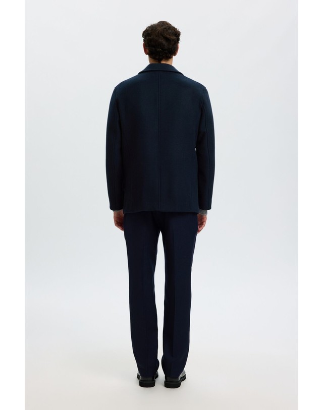 꼬르떼피엘 셀렉티드 울 블렌드 더블 버튼 숏 코트 6770831 AZUL MARINO 네이비 착용컷
