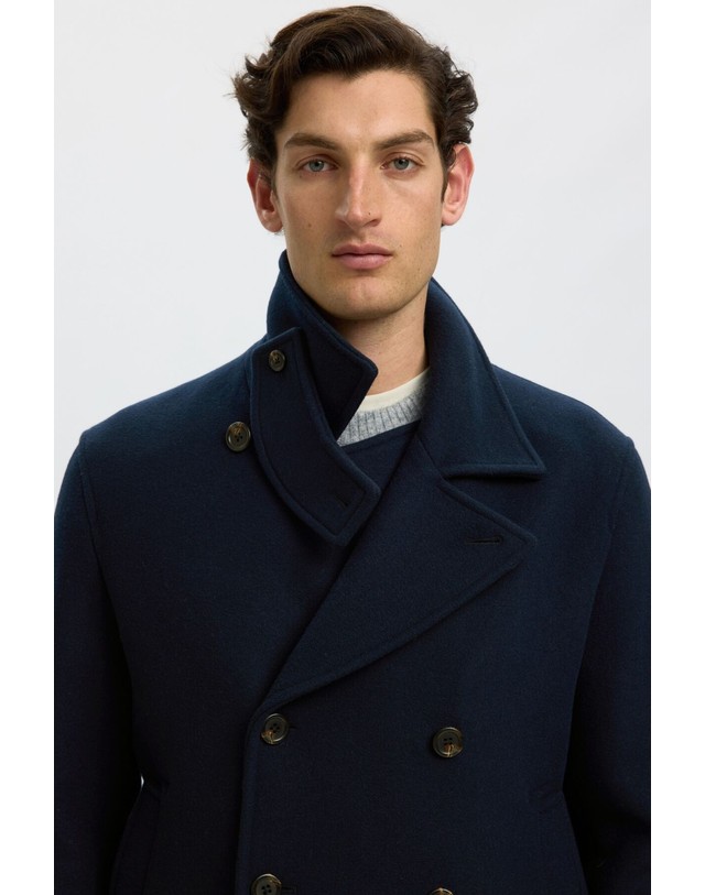 꼬르떼피엘 셀렉티드 울 블렌드 더블 버튼 숏 코트 6770831 AZUL MARINO 네이비 착용컷