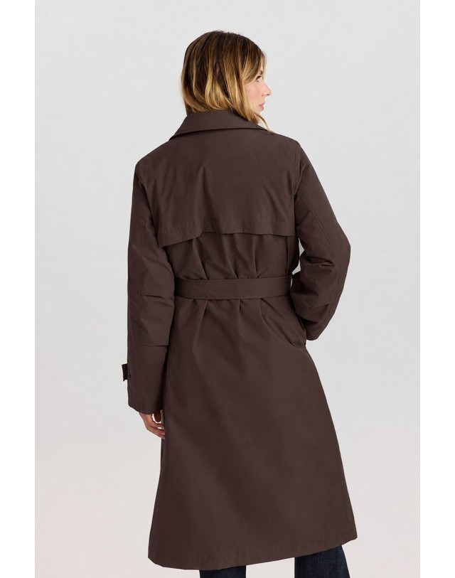 꼬르떼피엘 베로모다 셔츠카라 버튼 롱 패딩 코트 6434410 MARRON OSCURO 초콜릿 착용컷