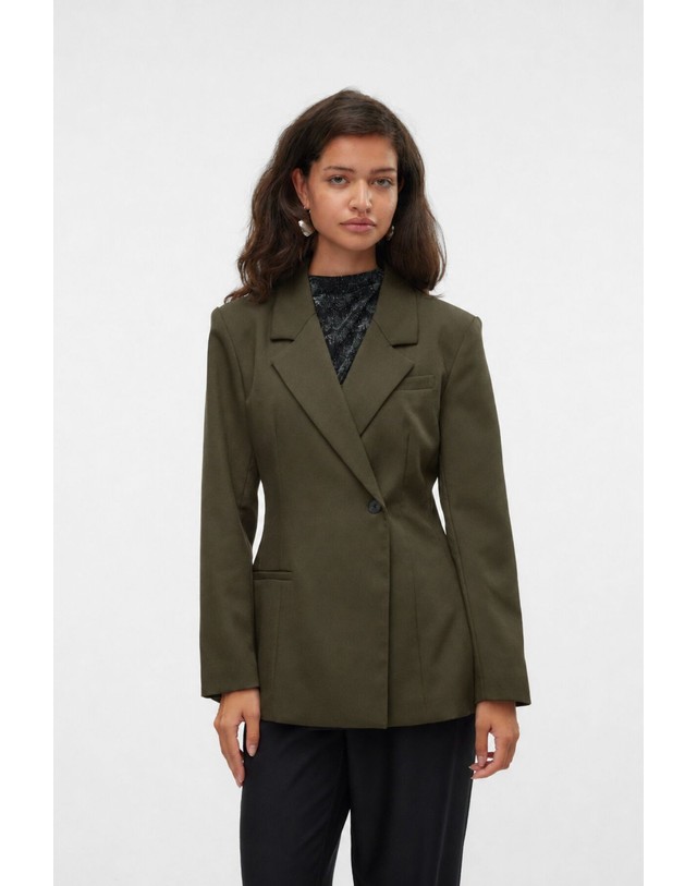 꼬르떼피엘 베로모다 슬림핏 노치 라펠 블레이저 6434407 VERDE OSCURO 그린 착용컷