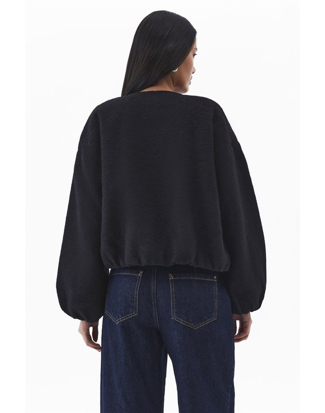 꼬르떼피엘 오엑스오 크롭 니트 벌룬 집업 자켓 9050675 NEGRO 블랙 착용컷