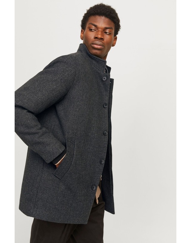 꼬르떼피엘 잭앤존스 하이넥 울 블렌드 숏 코트 7150799 GRIS 그레이 착용컷