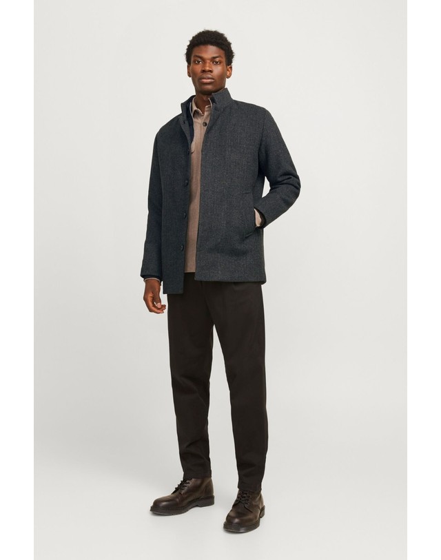 꼬르떼피엘 잭앤존스 하이넥 울 블렌드 숏 코트 7150799 GRIS 그레이 착용컷